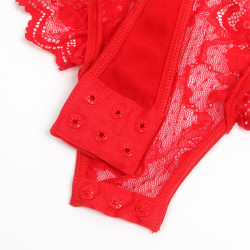 Subblime - Teddy Avec Jarretière Avec Détail Dentelle Et Bandes Rouge S/M